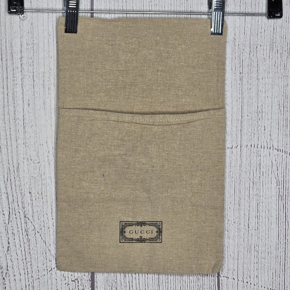 Gucci Logo Canvas Dust Bag Fold Over Flap Pouch Tan 13x8.5 Designer Storage